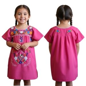 Girls Embroidered Traditional Mexican Dress Sz: 3T